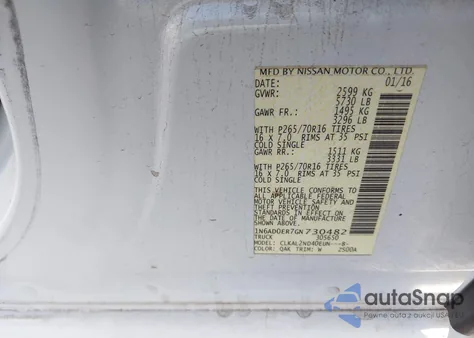 2016 Nissan Frontier Desert Runner/S/Sl/Sv from USA, damaged, VIN 1N6AD0ER7GN730482